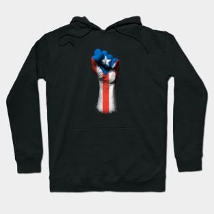 Flag of Puerto Rico on a Raised Clenched Fist Hoodie